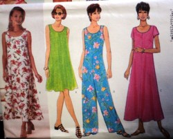 4558 BUTTERICK EZ SLEEVELESS/ SS FLARE DRESS LENGTHS, JUMPSUIT PATTERN 6-22 3 SZS CHOICE